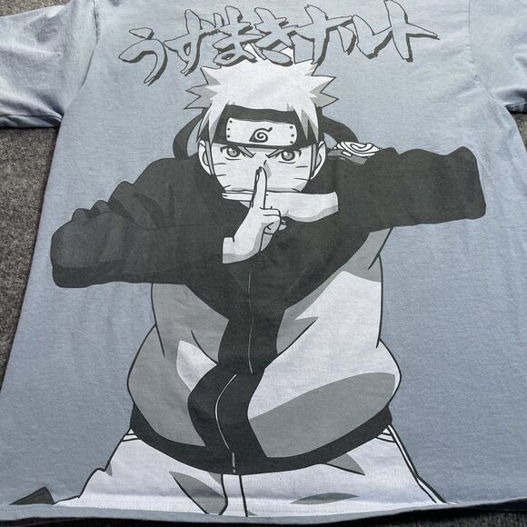 Naruto Shirt Mens Large Shippuden Oversized Naruto Kanji Men's Blue Fog 2002 - Picture 3 of 14